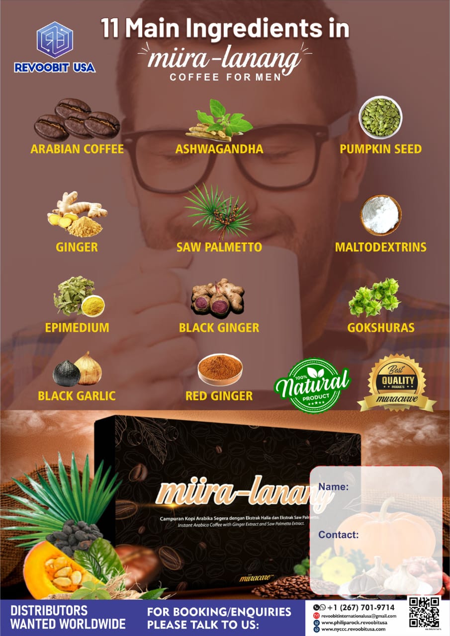 Miira-Lanang Coffee for Men Boost Sexual Health & Vitality | Unlock Total Wellness with Natural Ingredients | 40 Sachets of Rejuvenating, Full-Bodied Coffee