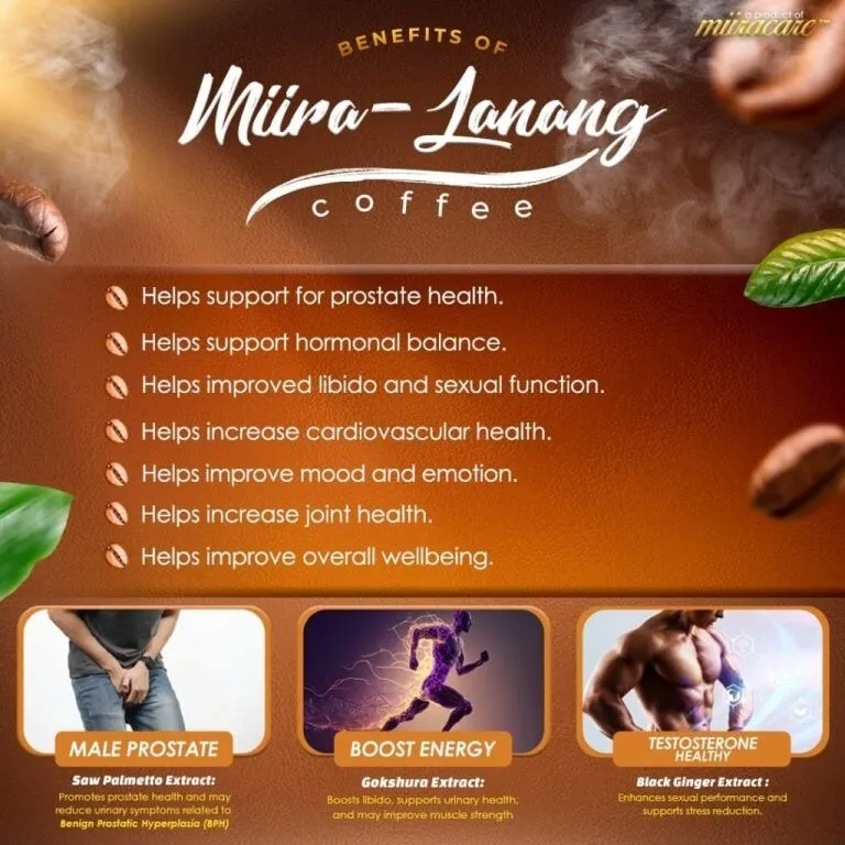 Miira-Lanang Coffee for Men Boost Sexual Health & Vitality | Unlock Total Wellness with Natural Ingredients | 40 Sachets of Rejuvenating, Full-Bodied Coffee